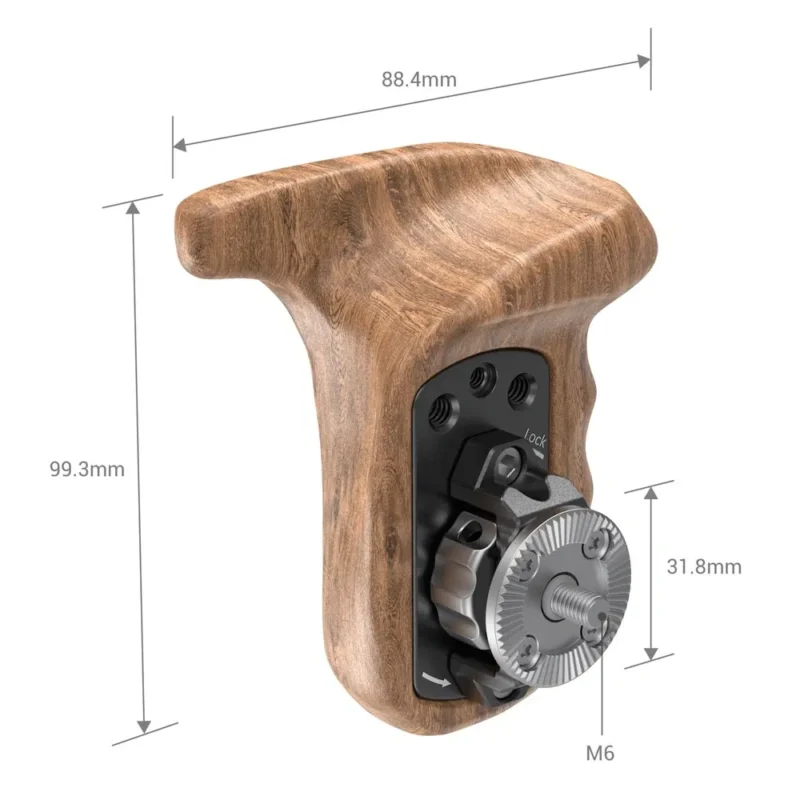 SmallRig left sided wooden hand grip with dimensions